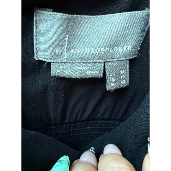 Anthropologie Slim Scalloped Corset Midi Dress Black Size 10 - Picture 8 of 9